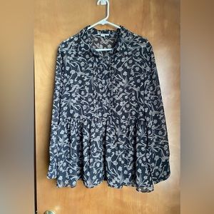 Simply Noelle, black floral, sheer top